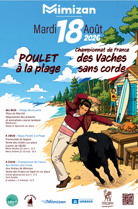 Poulet à la plage et Championnat de France des vaches sans corde Mimizan