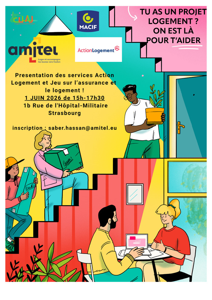 Présentation des services Action Logement et jeu sur l’assurance et le logement, Amitel, Strasbourg