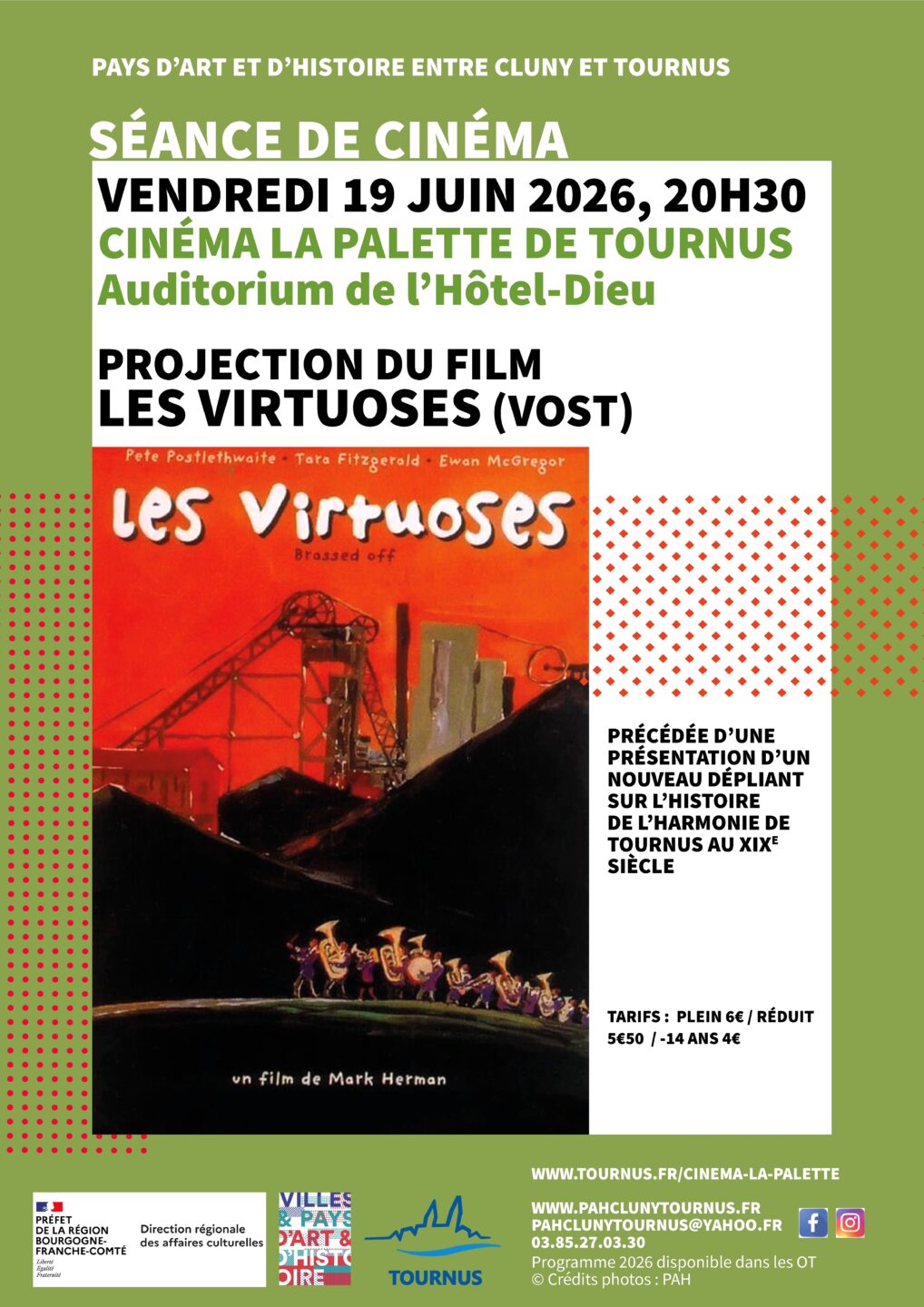 Projection du film Les Virtuoses Cinéma La Palette Auditorium de l’Hôtel-Dieu Tournus