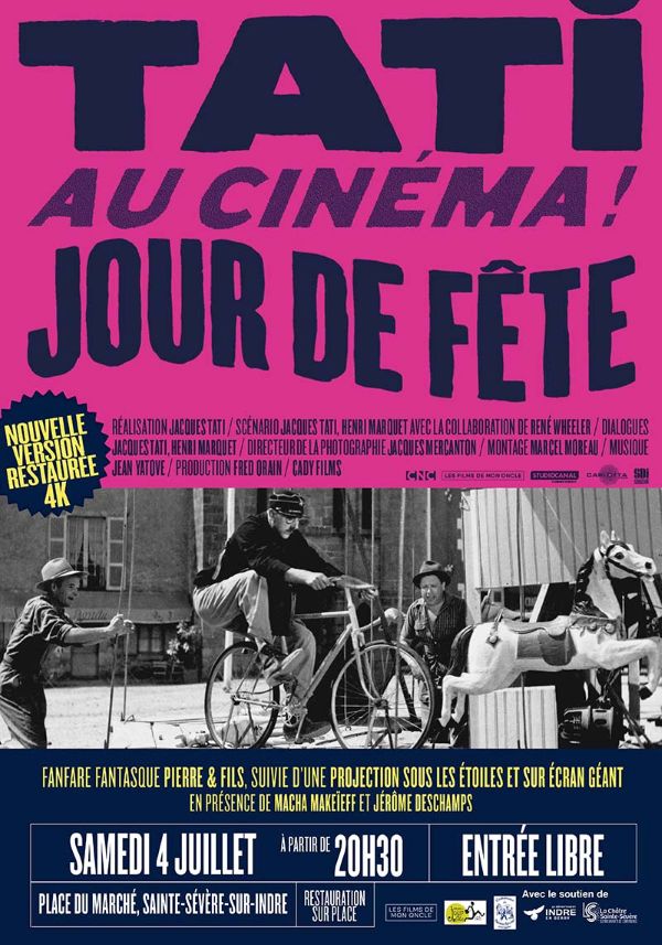 Projection exceptionnelle en plein air de la version restaurée de Jour de Fête en 4K Sainte-Sévère-sur-Indre