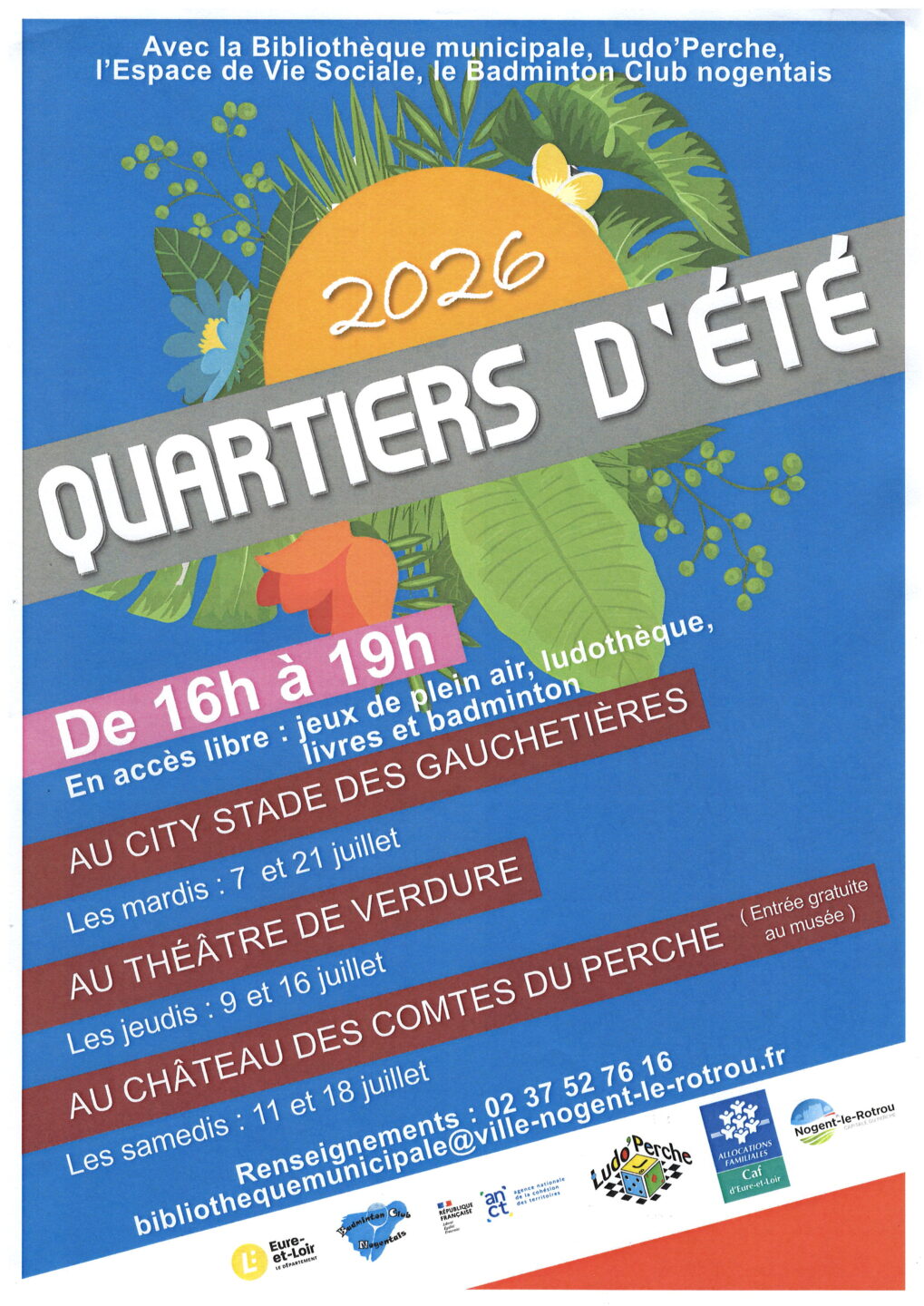 Quartiers d’été 2026 Nogent-le-Rotrou