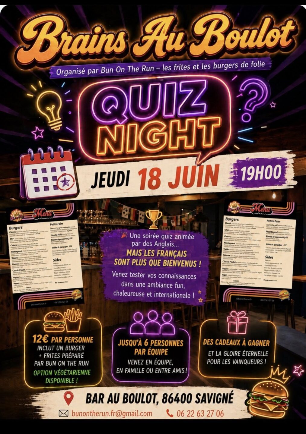 Quiz night Bar Au Boulot Savigné