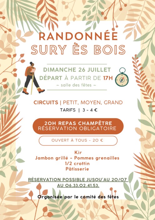 Randonnée Dîner champêtre Sury-ès-Bois