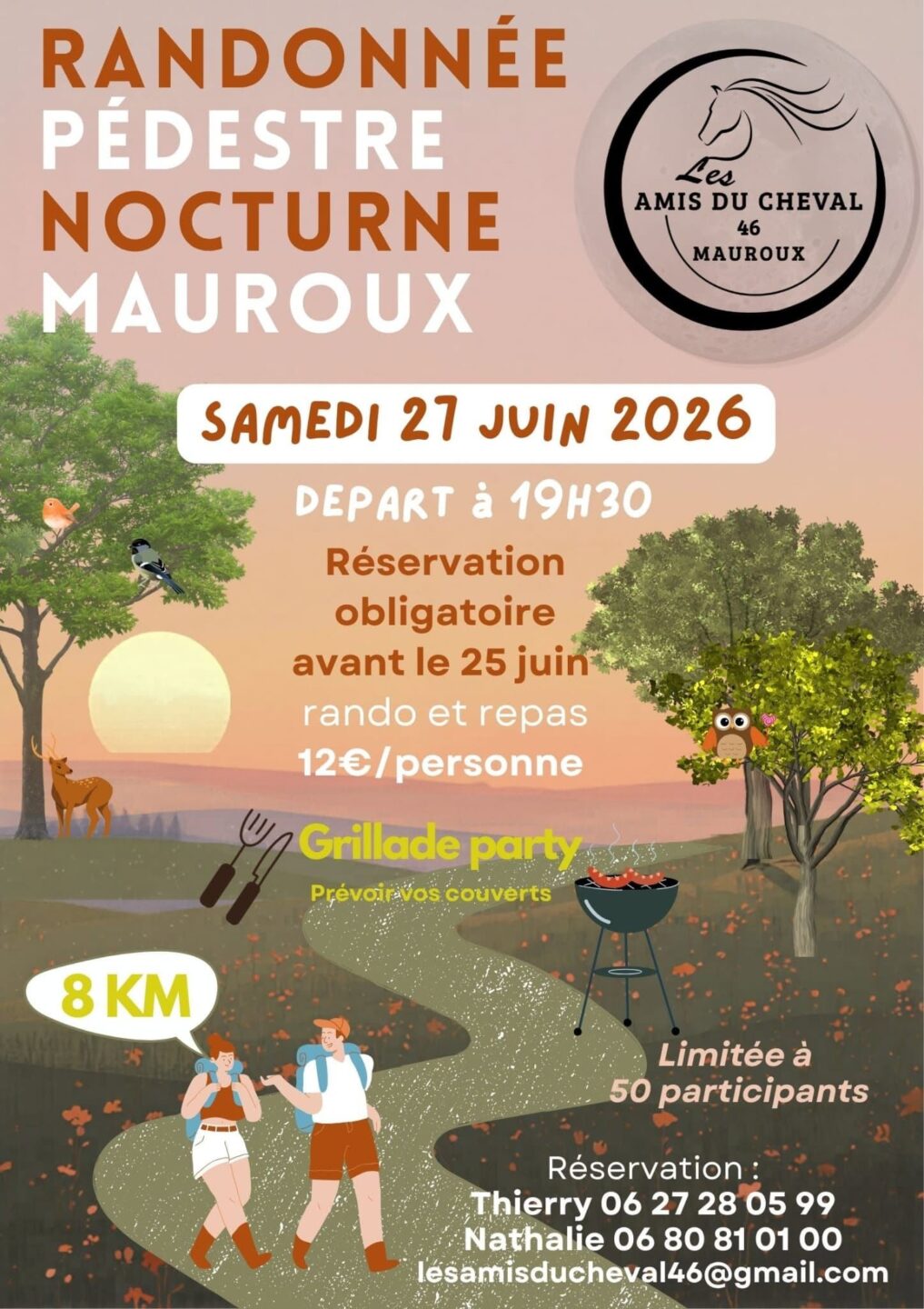 Randonnée nocturne avec les amis du cheval Mauroux
