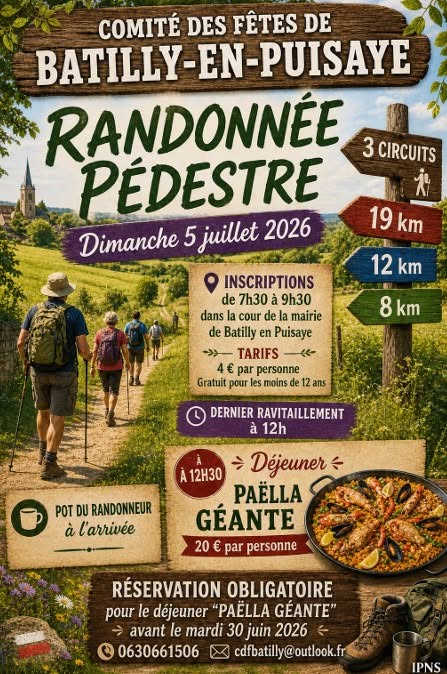 Randonnée pédestre Le Bourg Batilly-en-Puisaye 2026-07-05