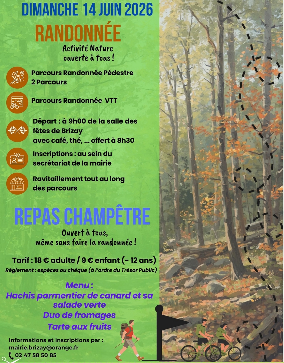 Randonnées pédestres et VTT Brizay