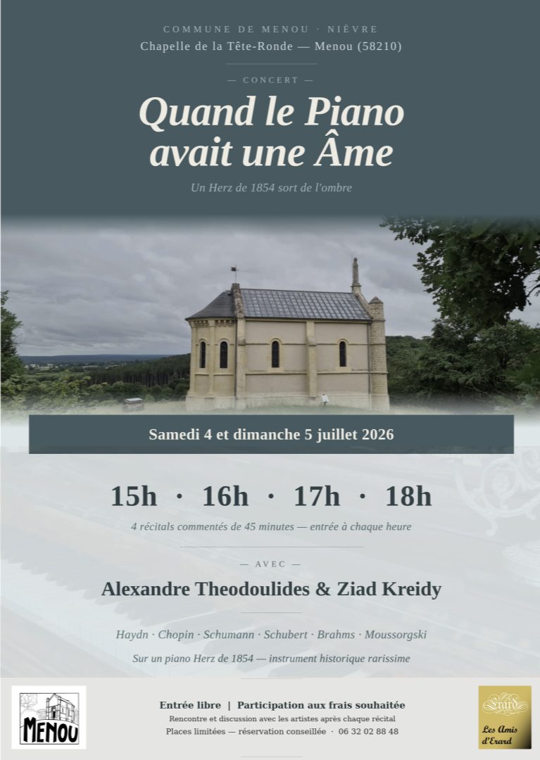 Récital de piano Quand le piano avait une âme Un Herz de 1854 sort de l&rsquo;ombre Menou Menou