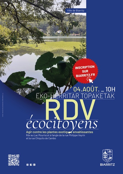 Rendez-vous écocitoyens Agir contre les plantes toxiques envahissantes Lac Mouriscot Biarritz 2026-08-04