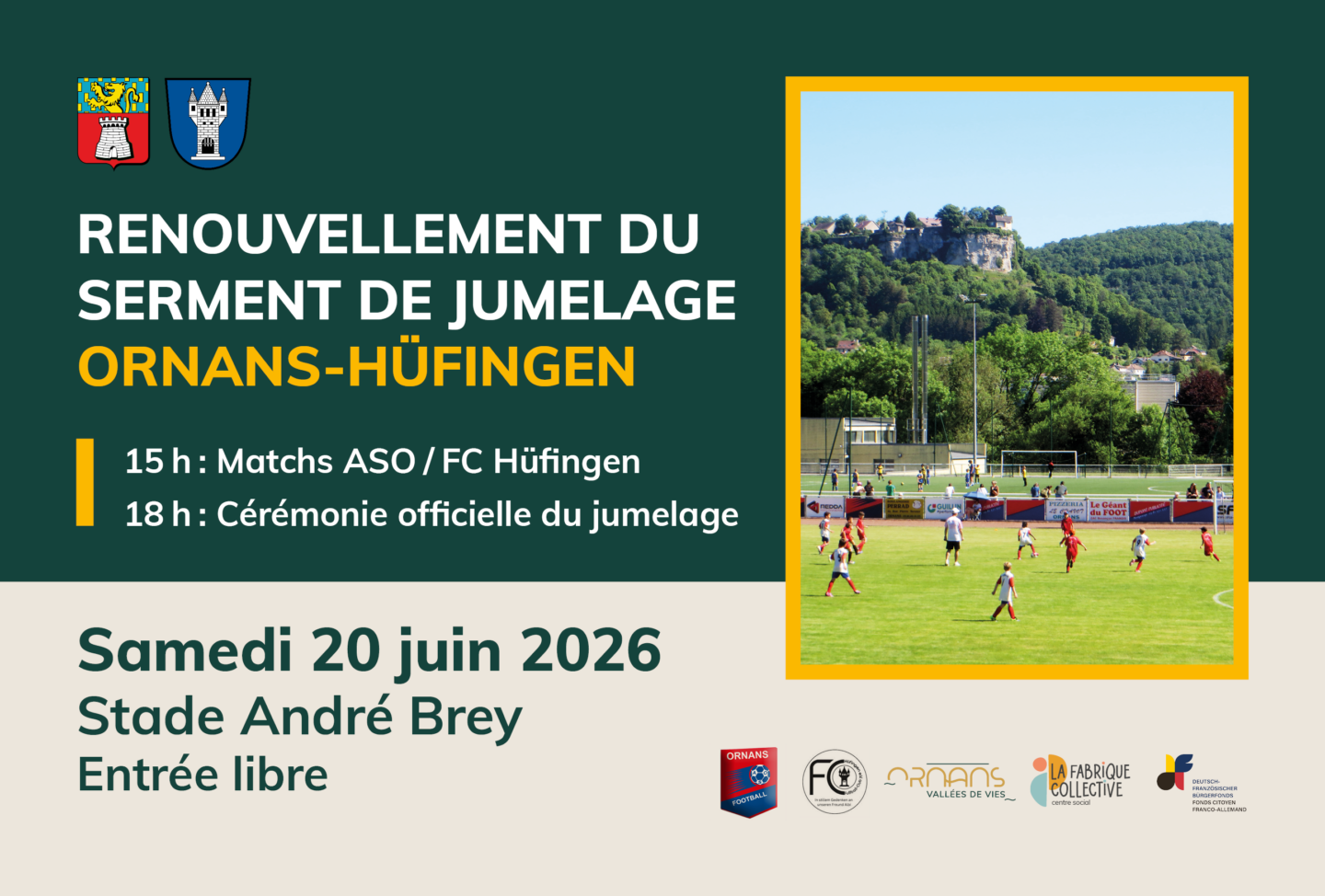 Renouvellement du serment de jumelage Ornans-Hüfingen Stade municipal André Brey Ornans