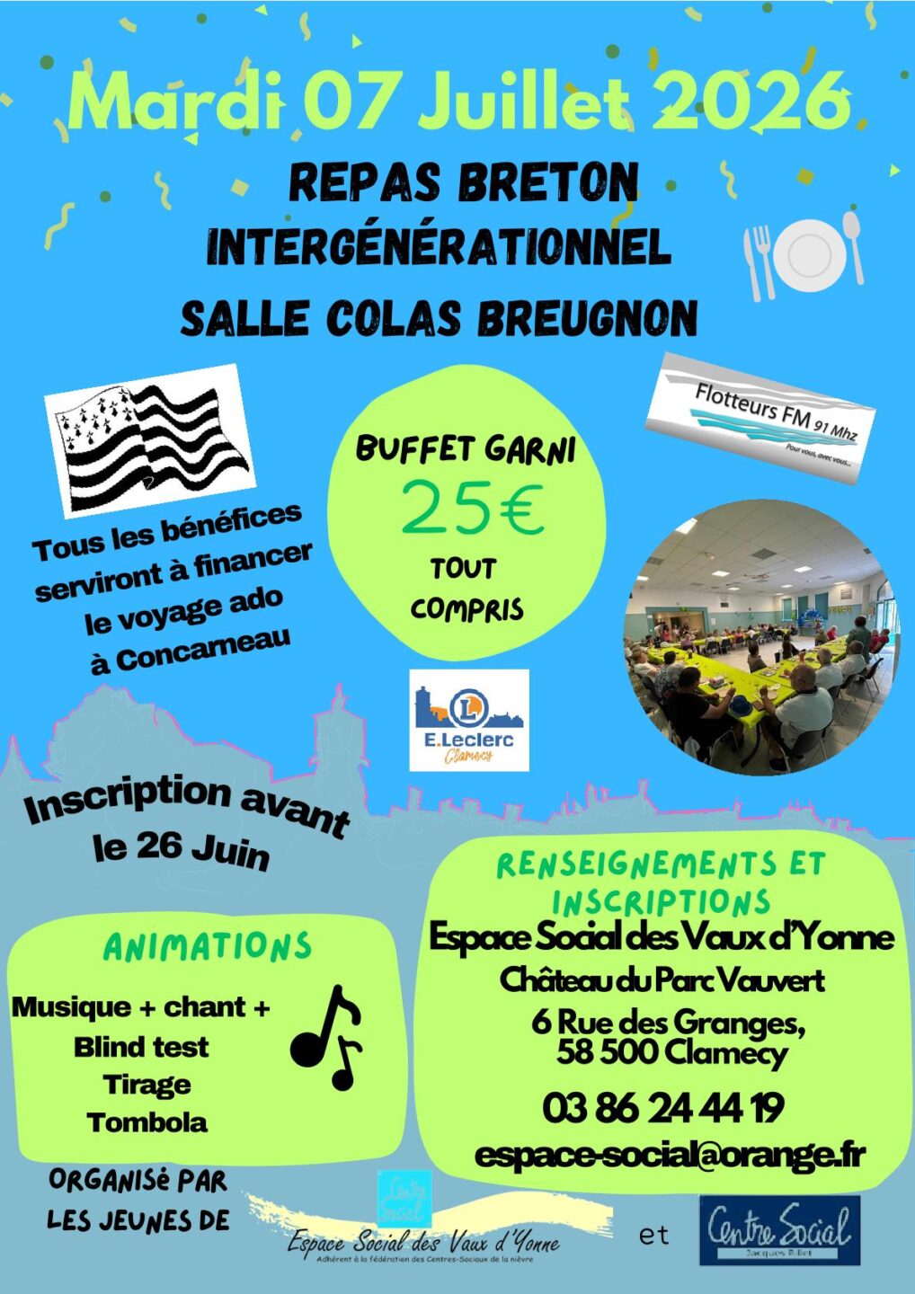 Repas breton intergénérationnel Salle Colas Breugnon Clamecy