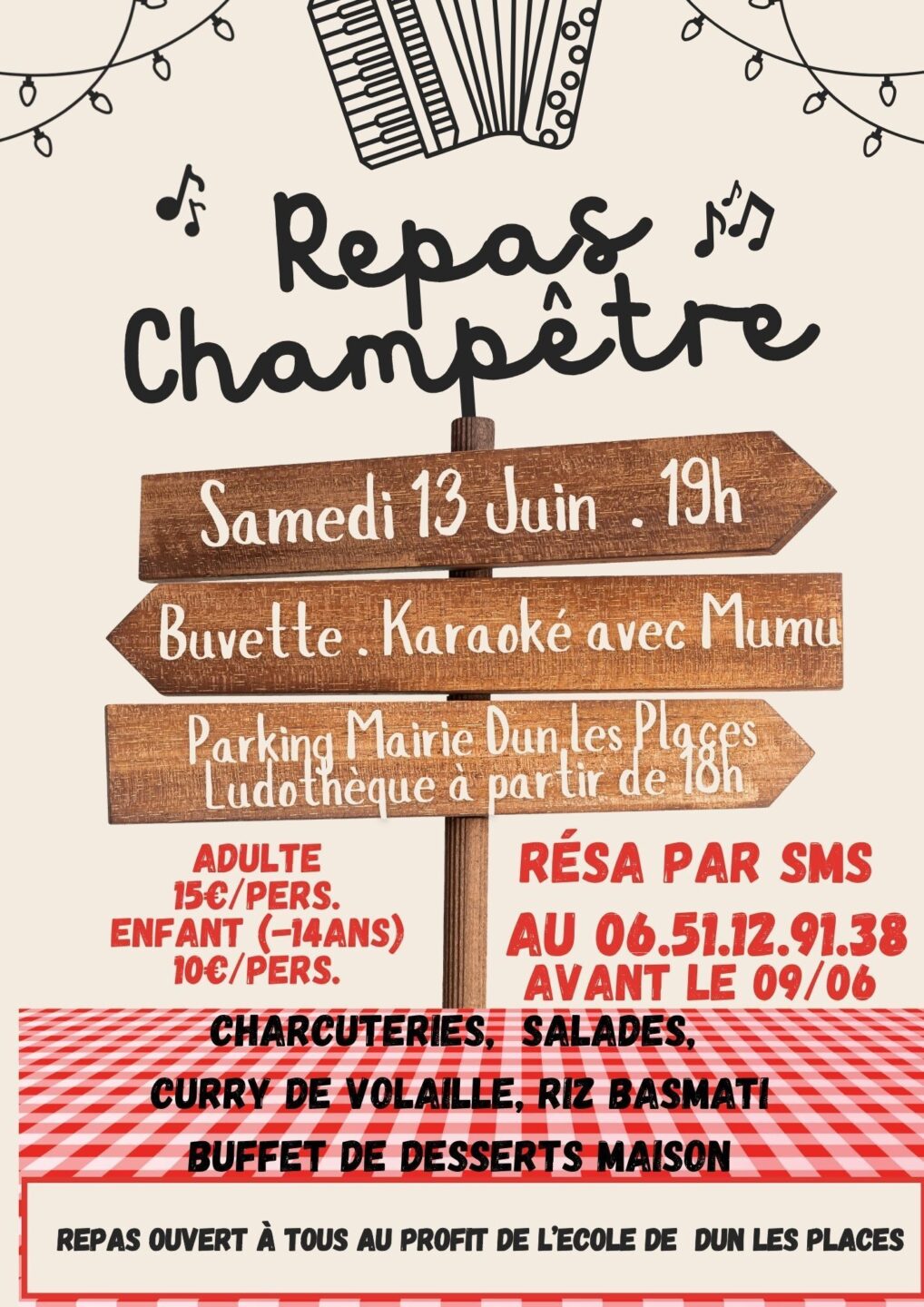 Repas champêtre Le bourg Dun-les-Places