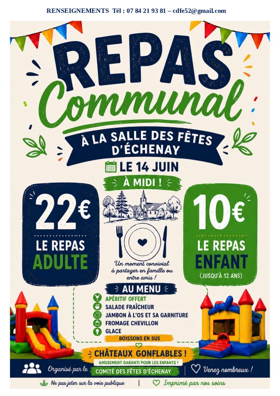 Repas communal à la salle des fêtes d’Echenay Échenay