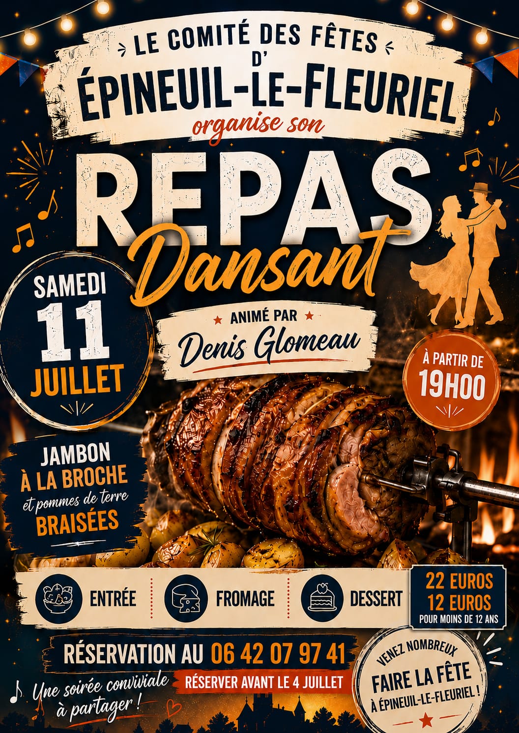 Repas dansant animé par Denis Glomeau Épineuil-le-Fleuriel