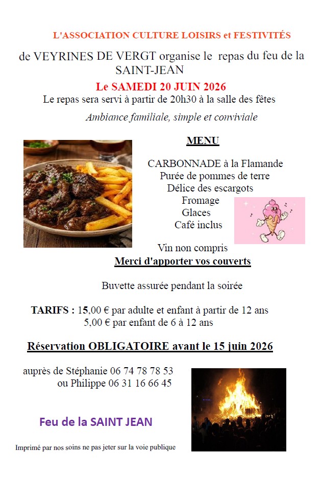 Repas du Feu de la St Jean Veyrines-de-Vergt