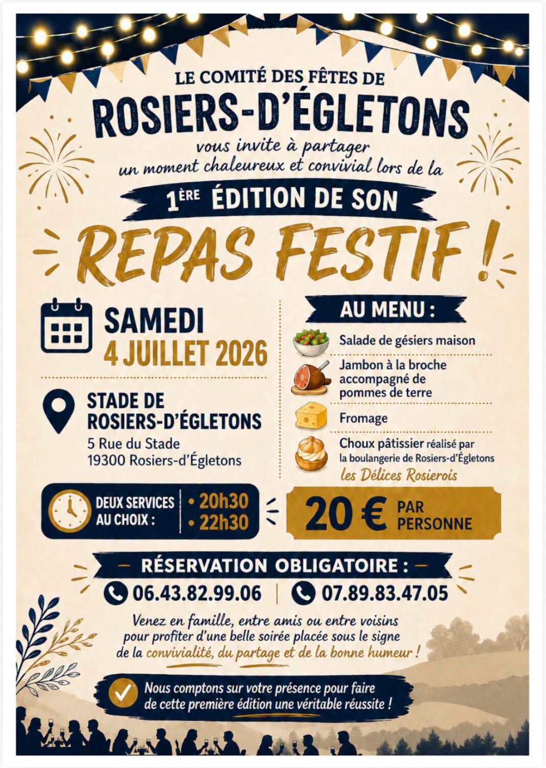 Repas festif  Rosiers-d&rsquo;Égletons