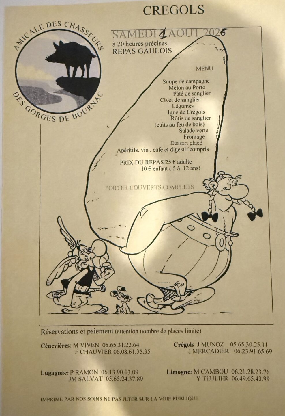 Repas gaulois des chasseurs  Crégols