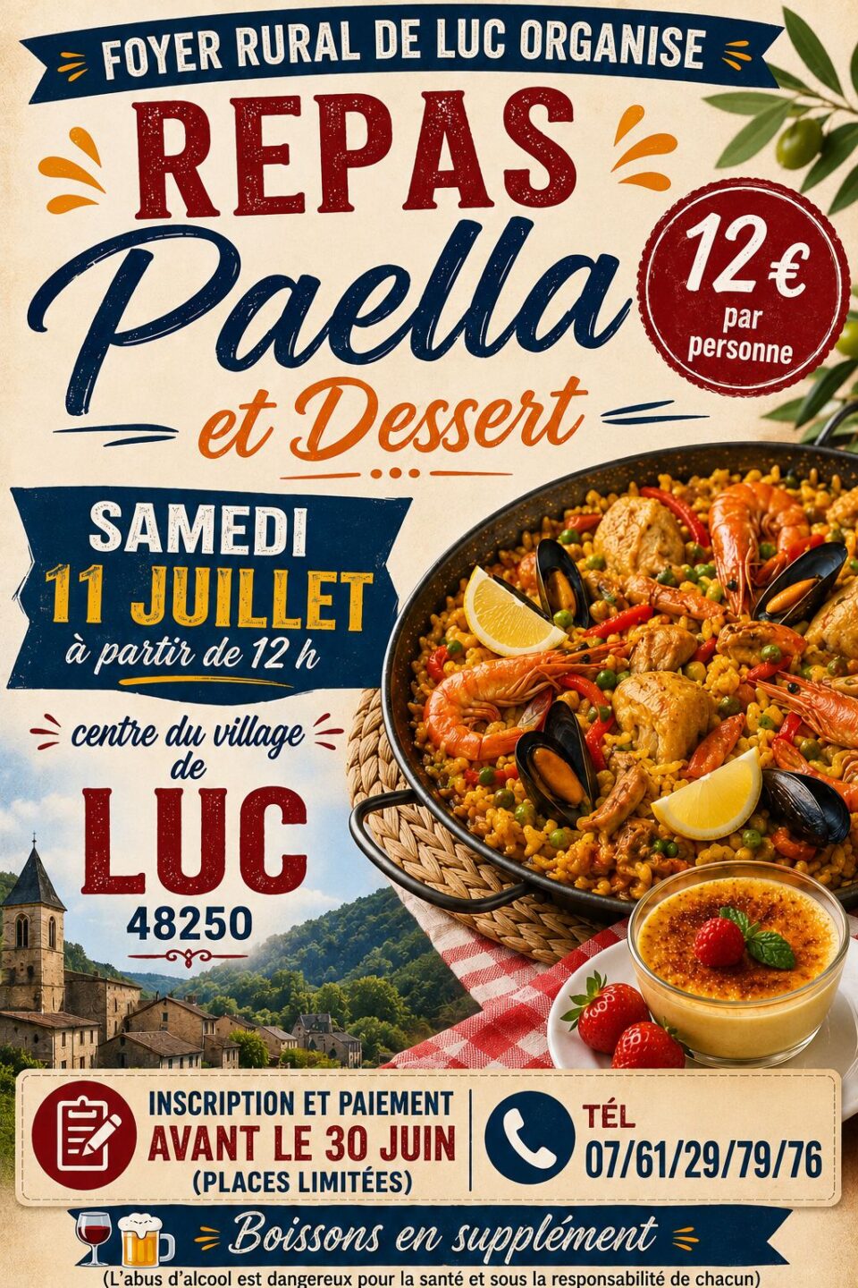 REPAS PAËLLA Luc Village Luc 2026-07-11