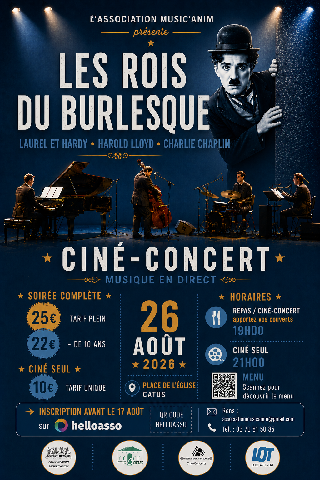 Repas, projections et concert avec Les Rois du Burlesque  Catus