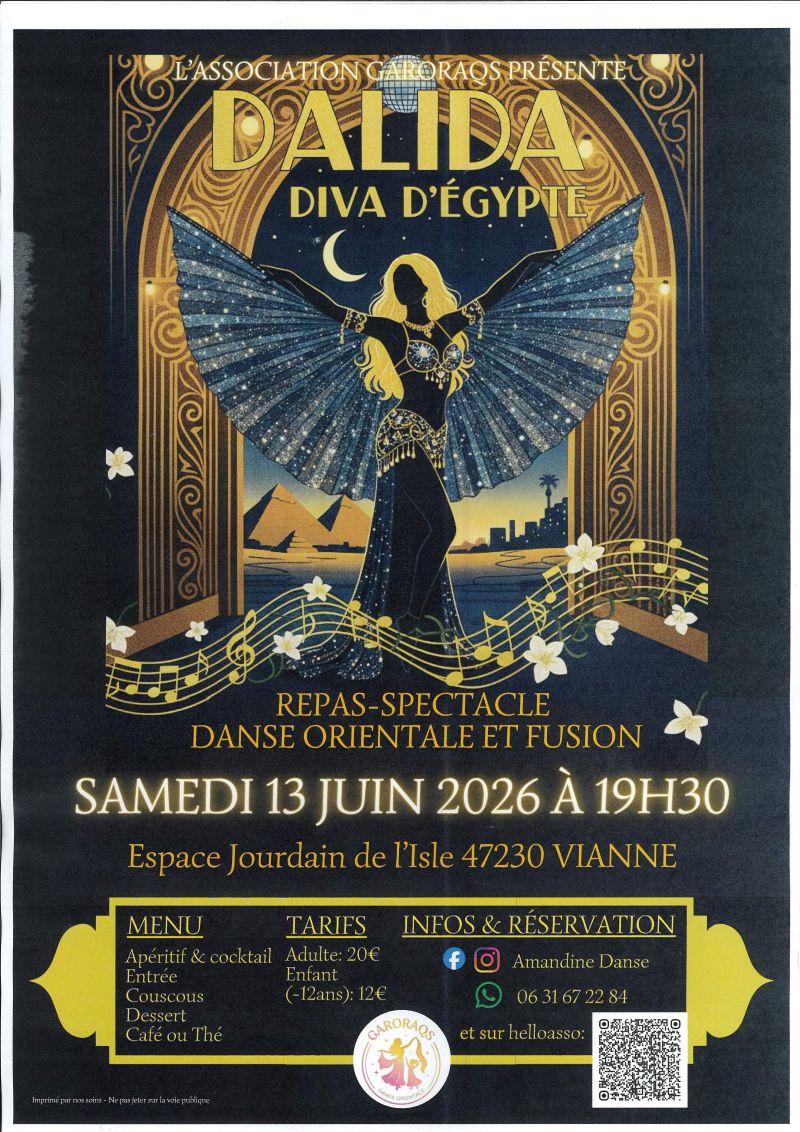 Repas spectacle sur le thème de Dalida Salle Jourdain de l'Isle Vianne 2026-06-13