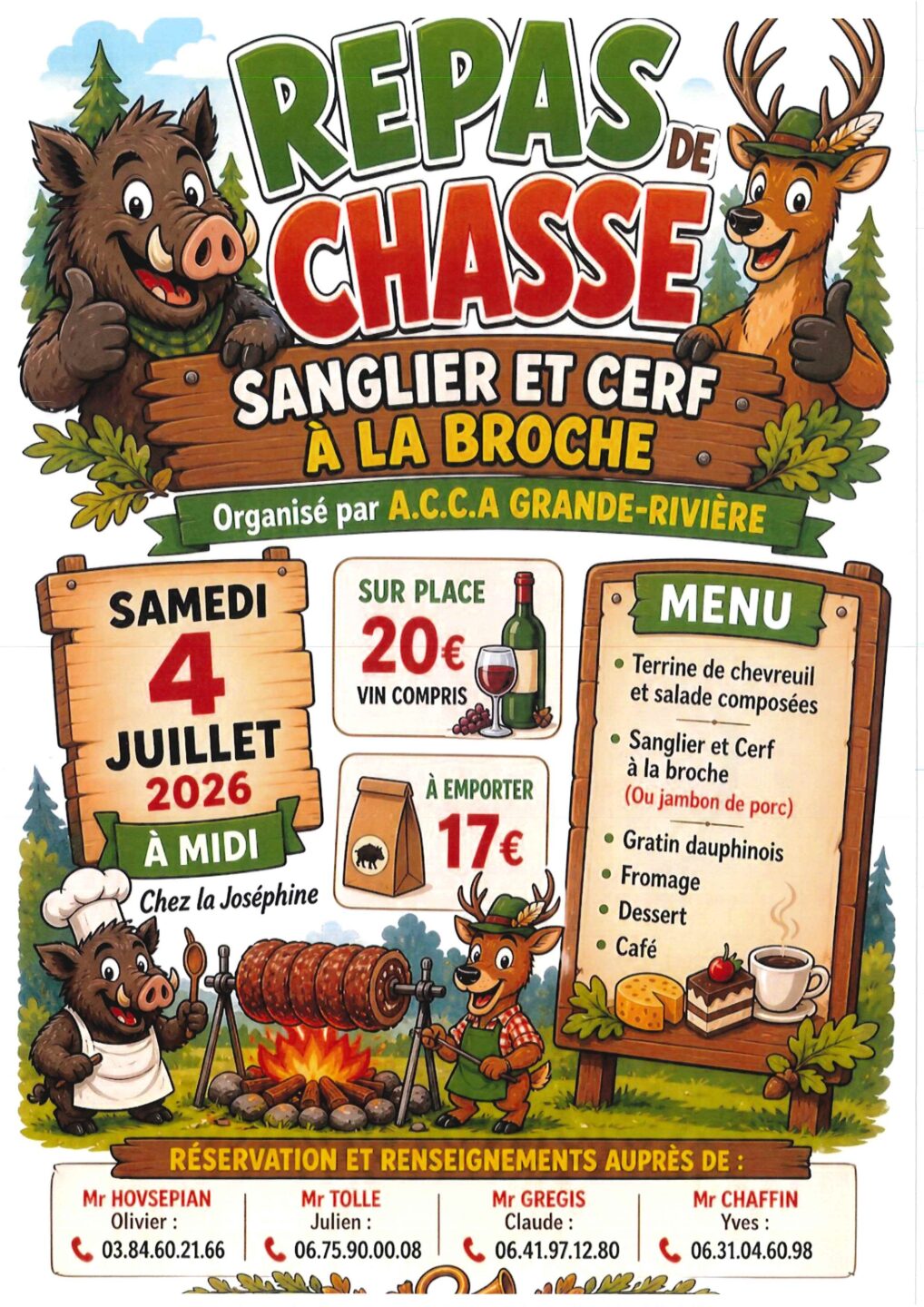 Sanglier et cerf à la broche Grande-Rivière Château