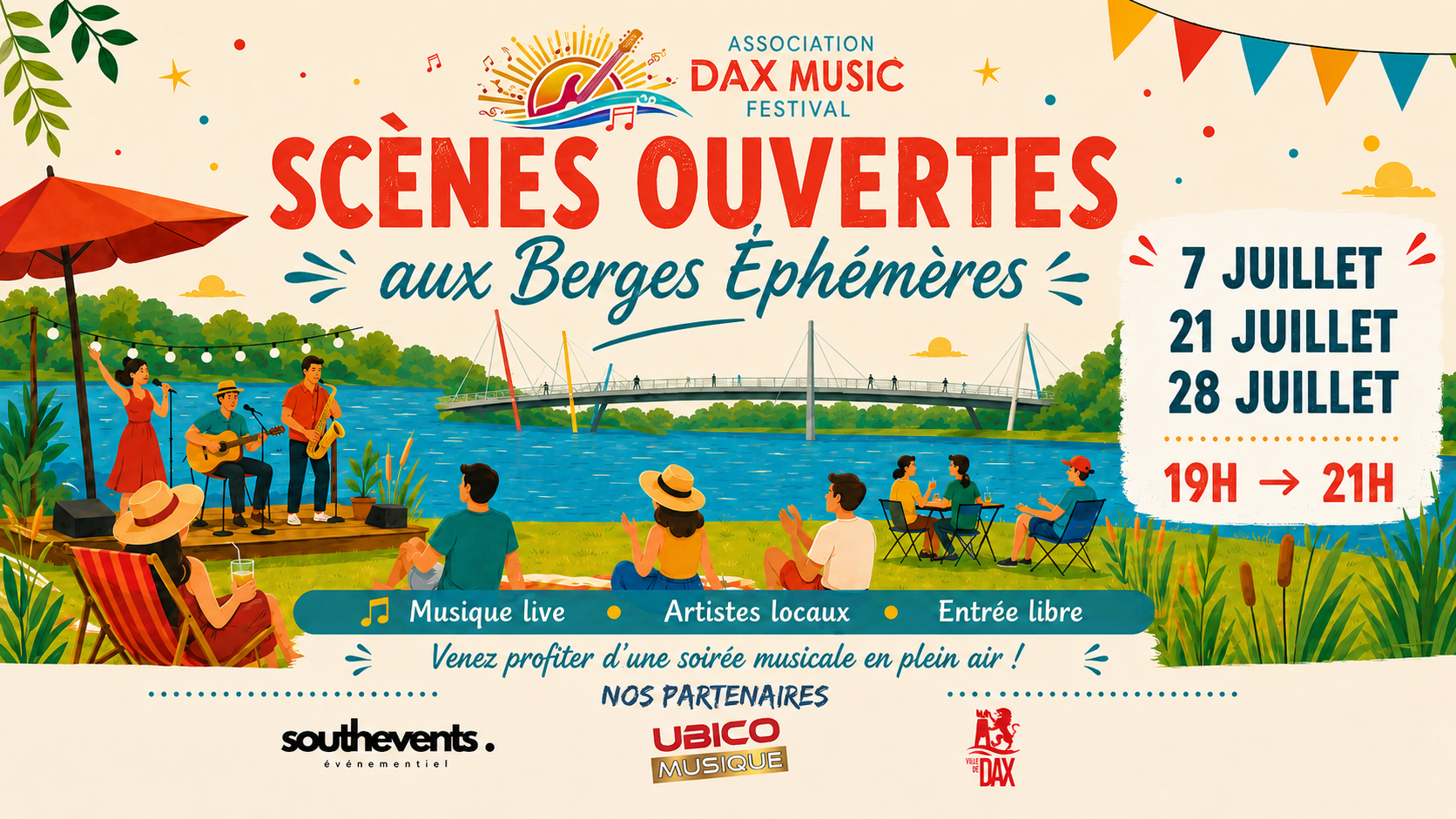 Scènes ouvertes aux berges éphémères Allée des Baignots Dax 2026-07-07