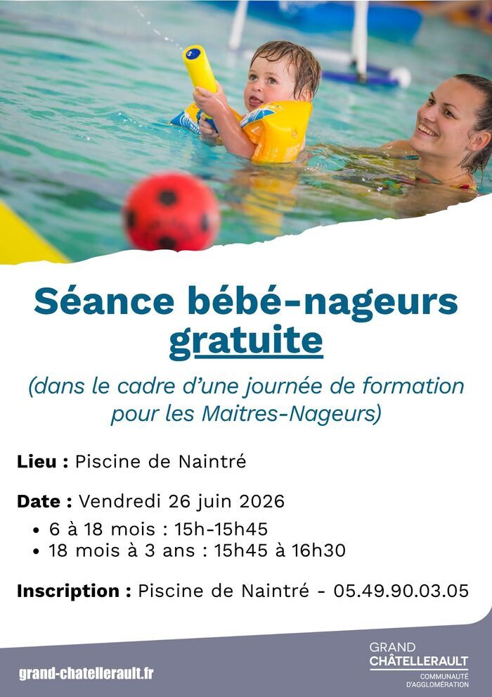 Séance bébé-nageurs gratuite rue Jacques Duclos Naintre Naintré