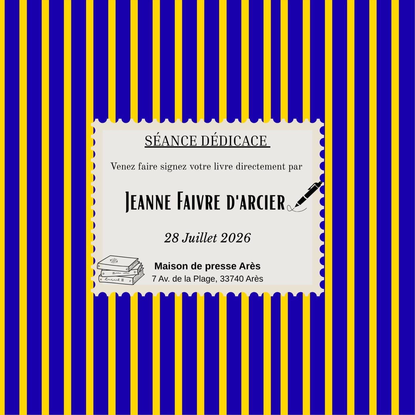 Séance signature par Jeanne Faivre d&rsquo;arcier  Arès