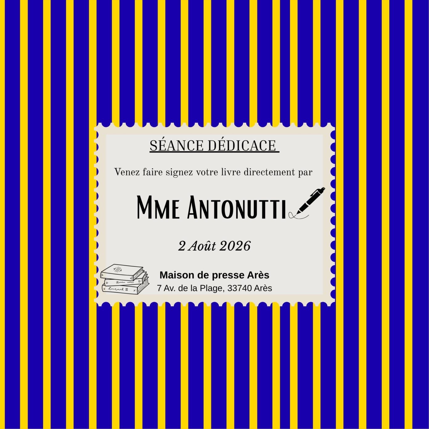 Séance signature par Mme Antonutti  Arès
