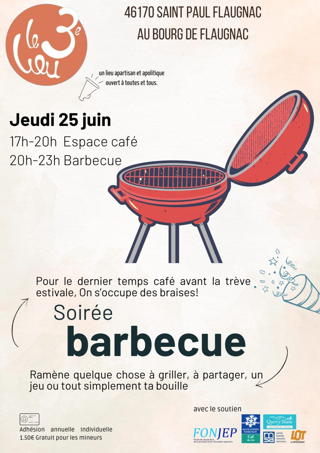 Soirée barbecue au 3ème lieu Saint-Paul-Flaugnac