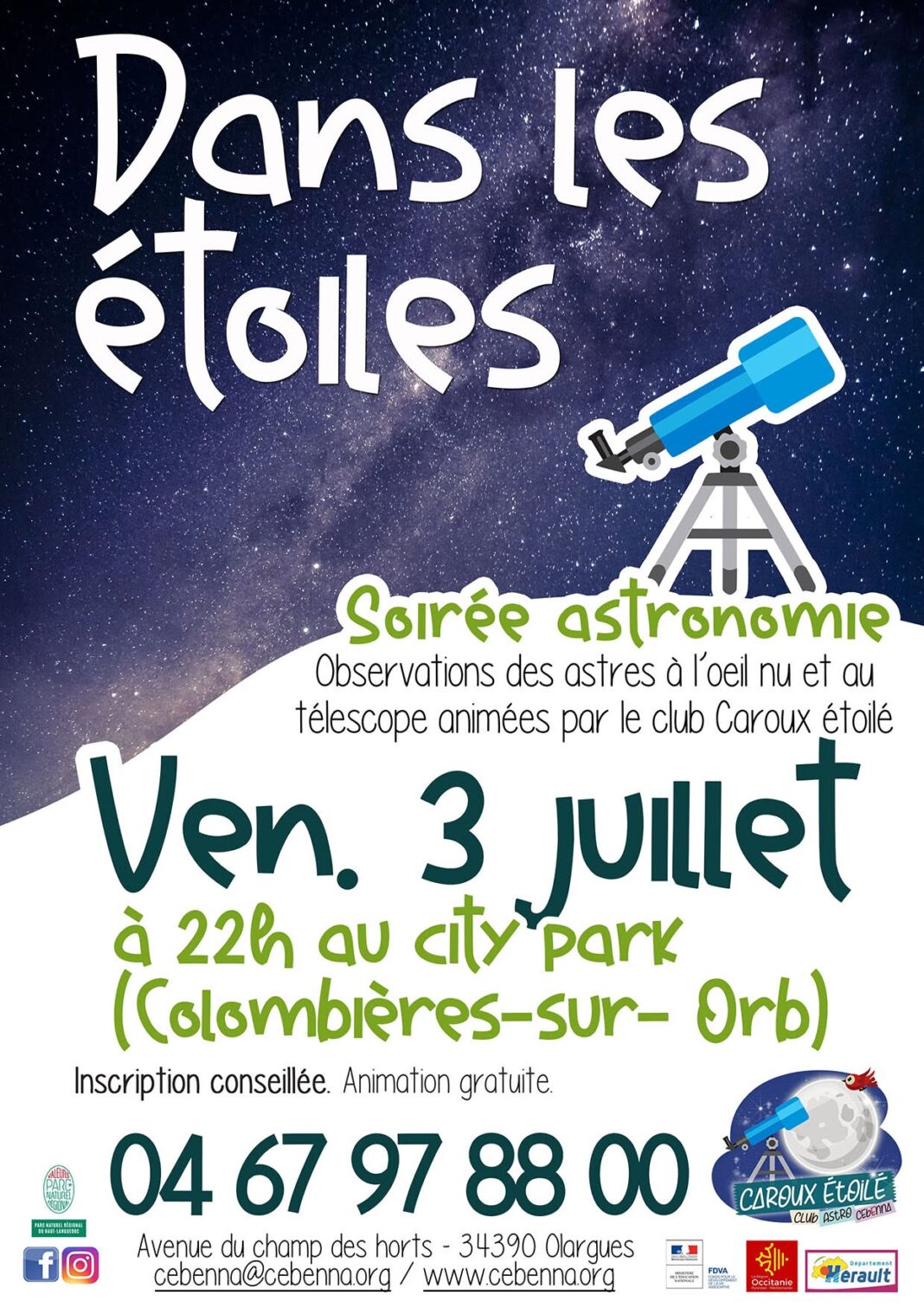 SOIREE CLUB ASTRO DANS LES ETOILES  Colombières-sur-Orb