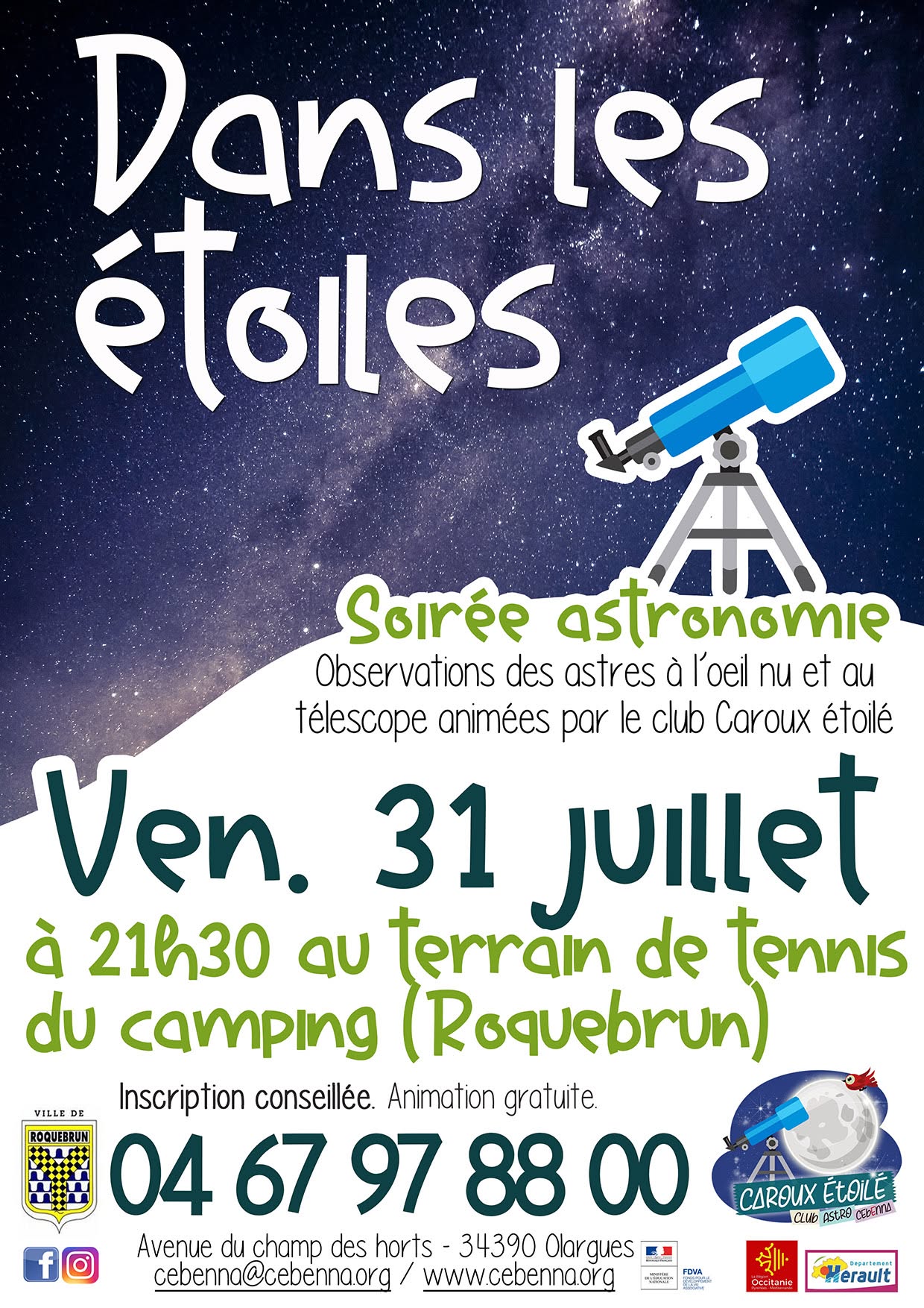 SOIREE CLUB ASTRO DANS LES ETOILES  Roquebrun