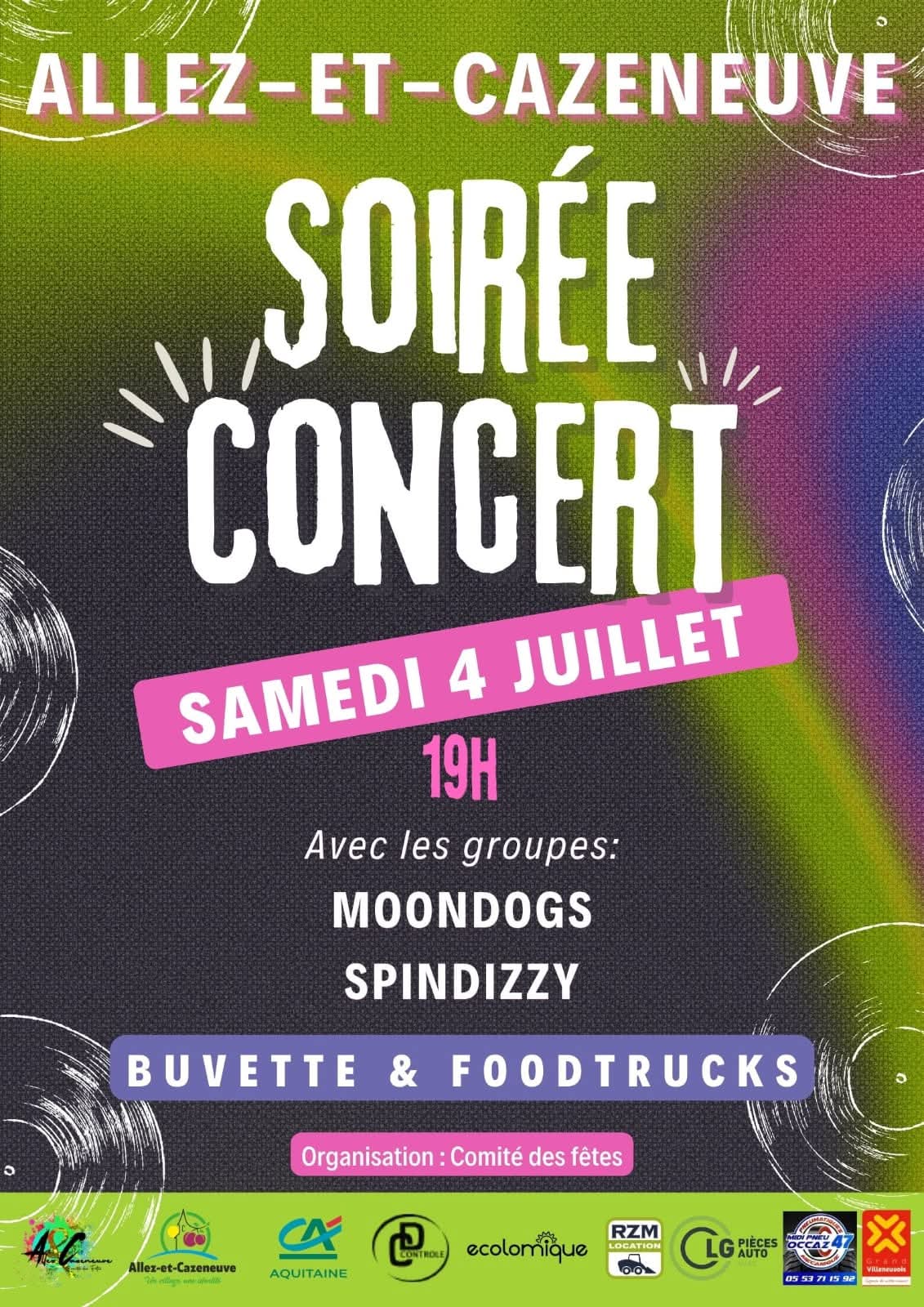 Soirée concert Salle des fêtes d'Allez et Cazeneuve Allez-et-Cazeneuve 2026-07-04