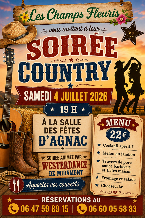 Soirée country Salle des fêtes Agnac