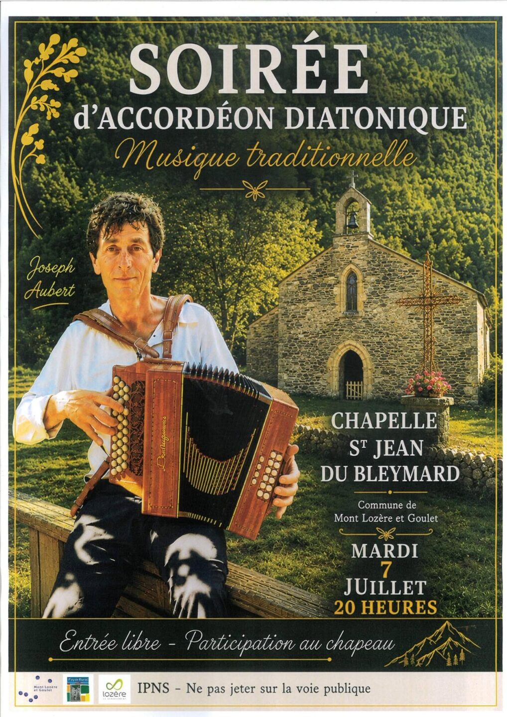 SOIRÉE D’ACCORDÉON DIATONIQUE Saint Jean du Bleymard Mont Lozère et Goulet