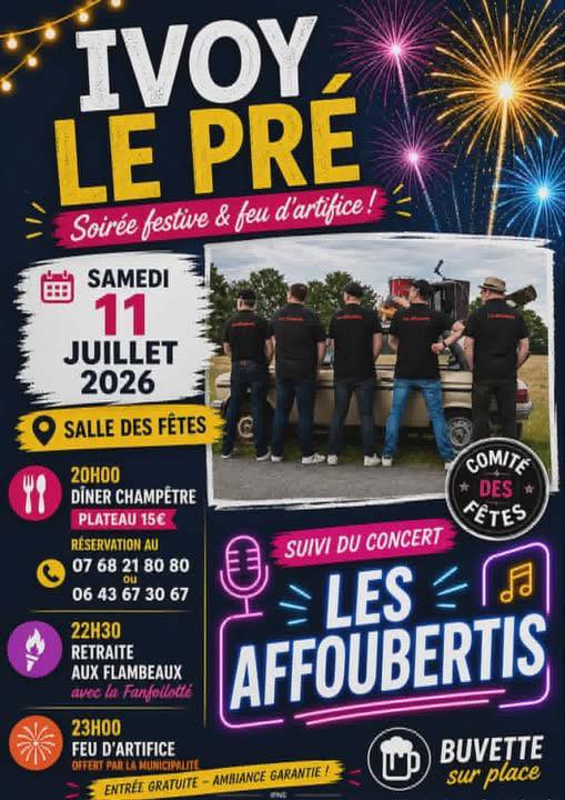 Soirée festive & feu d’artifice Ivoy-le-Pré