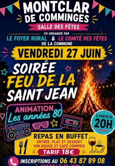 SOIRÉE FEU DE LA SAINT JEAN SALLE DES FÊTES Montclar-de-Comminges 2026-06-27