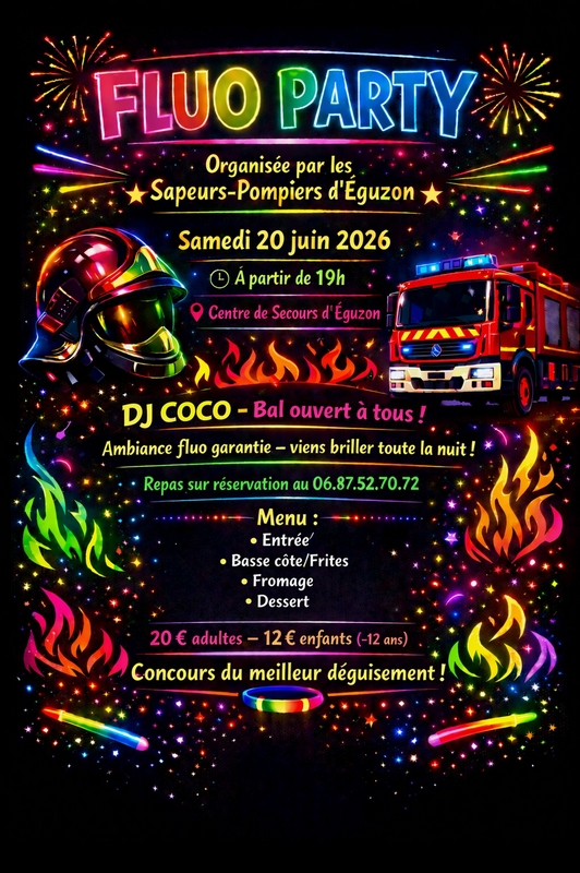 Soirée Fluo Party Rue Raoul-Adam Éguzon-Chantôme 2026-06-20