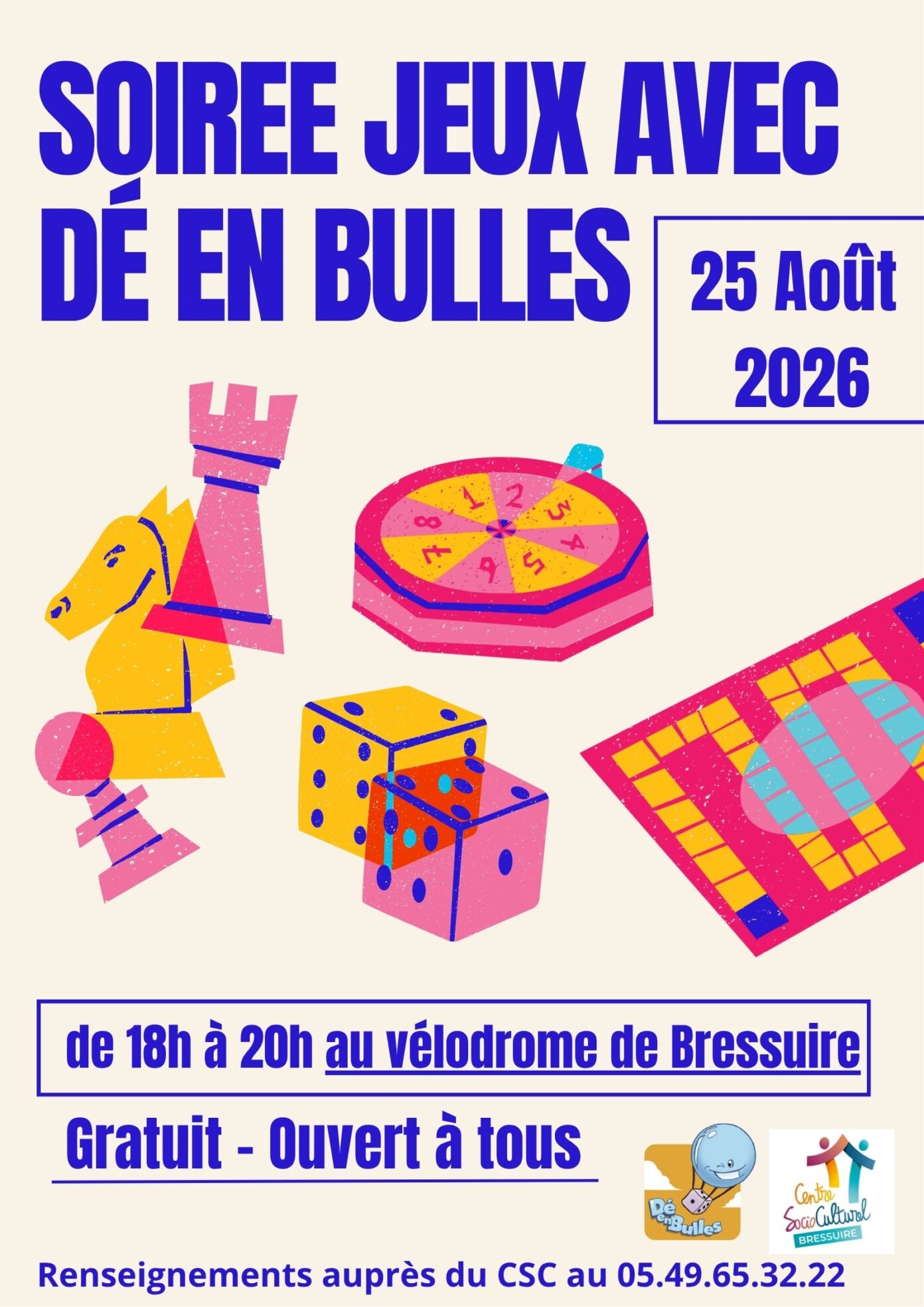 Soirée jeux avec Dé en Bulles Vélodrome Bressuire