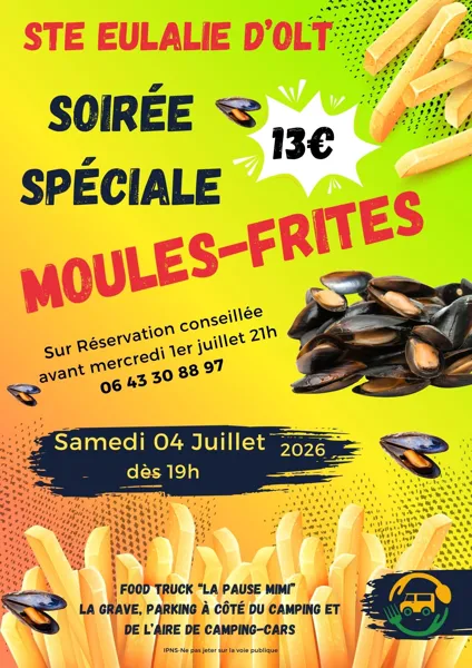 Soirée moules-frites au Food Truck La Pause Mimi  Saint Geniez d&rsquo;Olt et d&rsquo;Aubrac