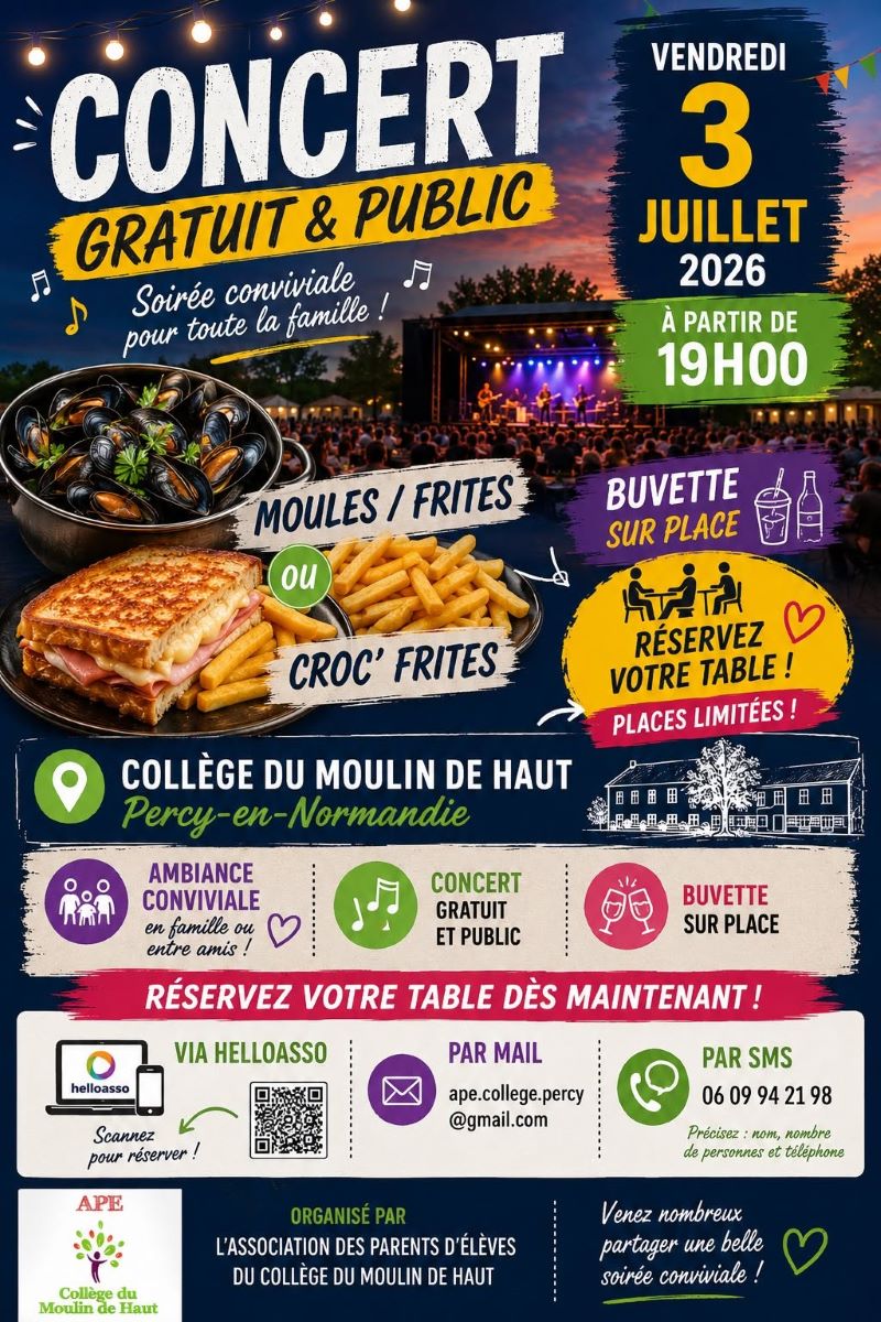 Soirée moules frites & concert gratuit rue Dufouc Percy-en-Normandie