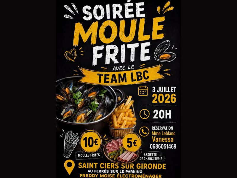Soirée moules frites  Saint-Ciers-sur-Gironde