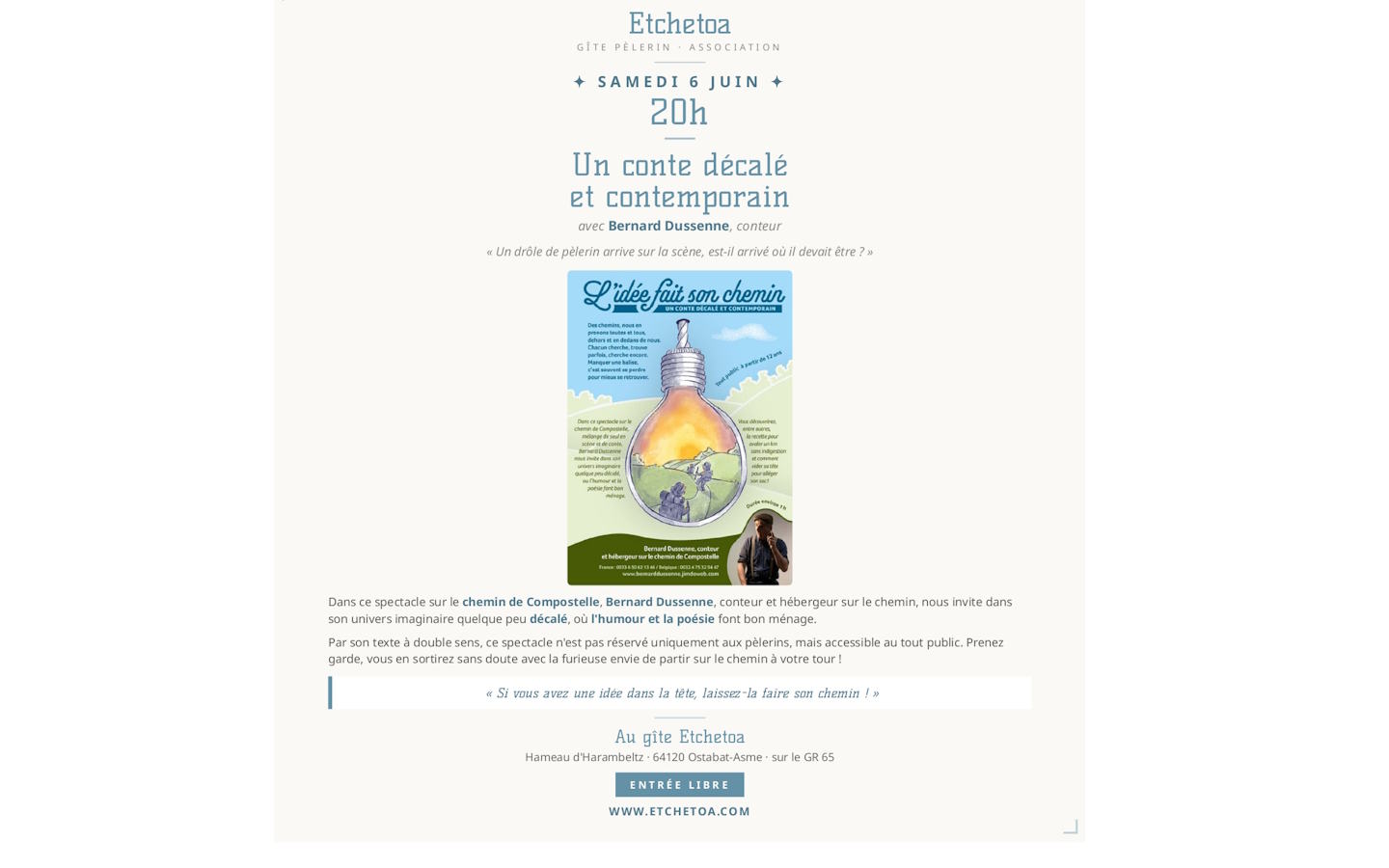 Soirée Mutxiko + auberge espagnole Ostabat-Asme
