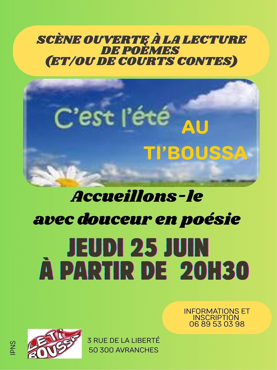 Soirée poésie Café solidaire Le Ti’Boussa Avranches