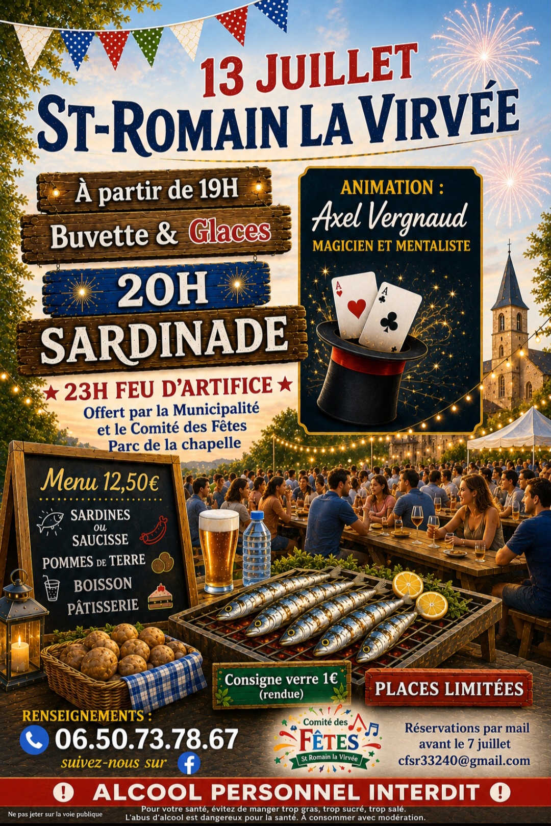 Soirée Sardinade et Grillades Parc de la chapelle Saint-Romain-la-Virvée 2026-07-13