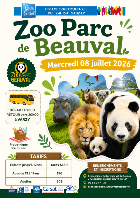 Sortie au Zoo Parc de Beauval Espace SocioCulturel du Val du Sauzay Varzy