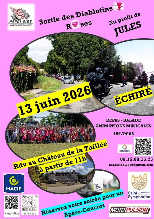Sortie des Diablotins Roses au profit de JULES, 9 ans, à Echiré Chateau de la Taillée Échiré