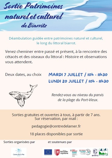 Sortie patrimoine naturel et culturel avec le Centre de la Mer Plage du Port Vieux Biarritz