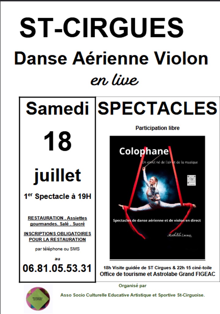 Spectacle de Danse aérienne avec violons Colophane Saint-Cirgues