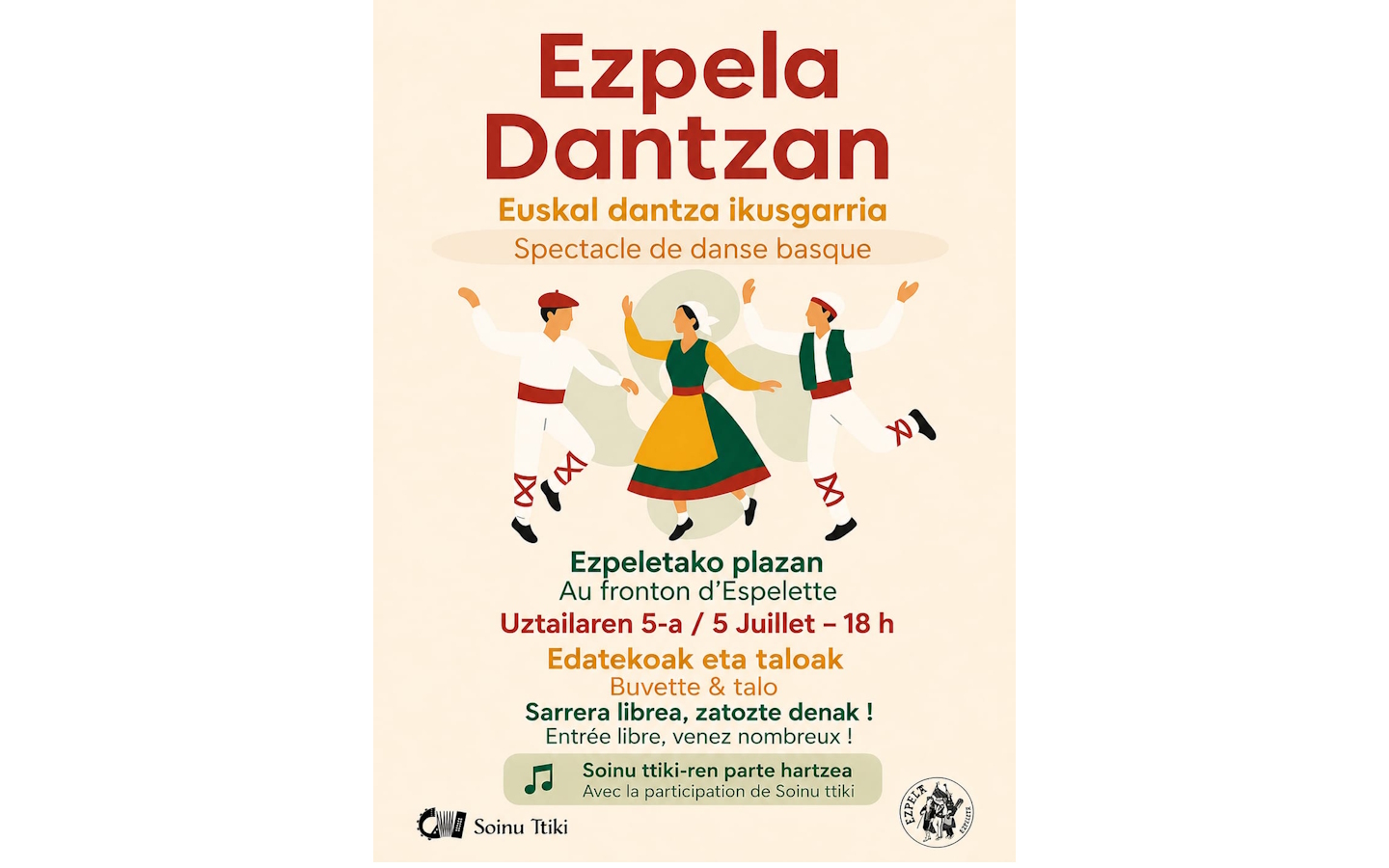 Spectacle de danses basques Fronton Espelette 2026-07-05