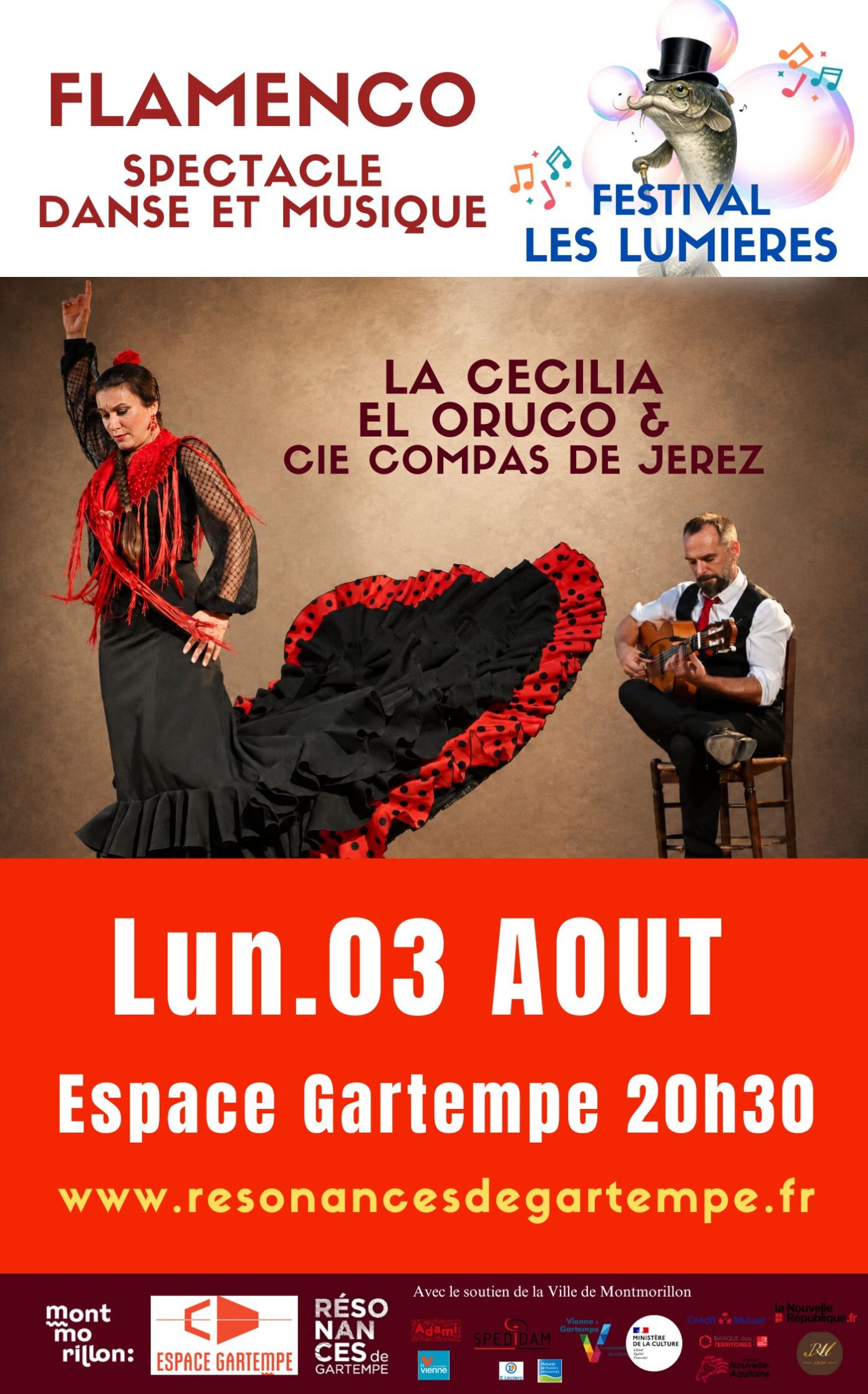 Spectacle de FLAMENCO danse chant et musique avec Cie El Compas de Jerez, el Oruco et La Cecilia  Montmorillon
